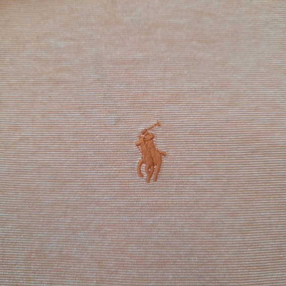 Polo Ralph Lauren Mens XL Pima Cotton Micro Stripe Polo Shirt Orange White - Picture 3 of 8